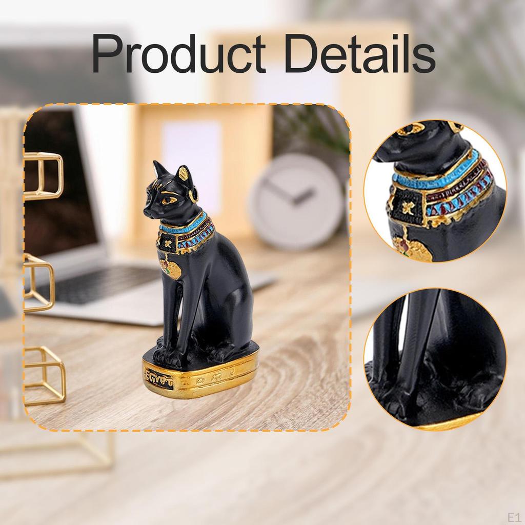 Statue de Chat Bastet Ornement Ancien Résine Décoration de Table Figurine Sculpture pour Vitrine