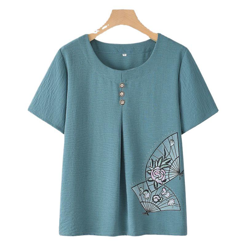 Women's Summer 2026 Short-Sleeved Two-Piece Set for Middle-Aged Moms and Elderly Women