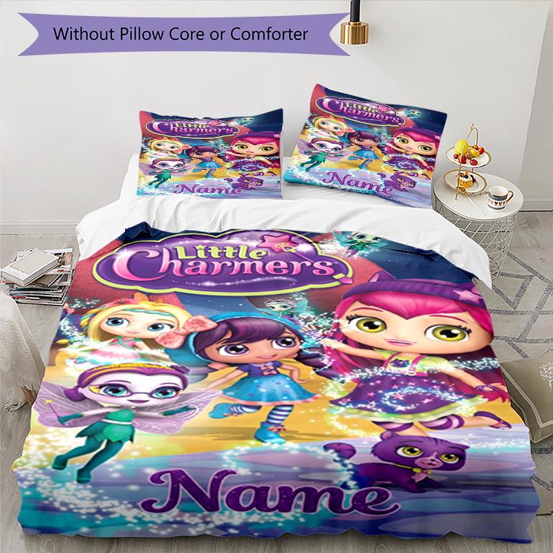3Pcs Custom Name Little Charmers Bedding Set Duvet Cover Closure Includes 1Duvet Cover 2Pillowcases Soft And Comfortable For All Seasons