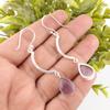 Lila Katzenaugen-Edelstein 925er Sterlingsilber Schmuck Handgefertigte Silberohrringe 2,60" EE-43-45