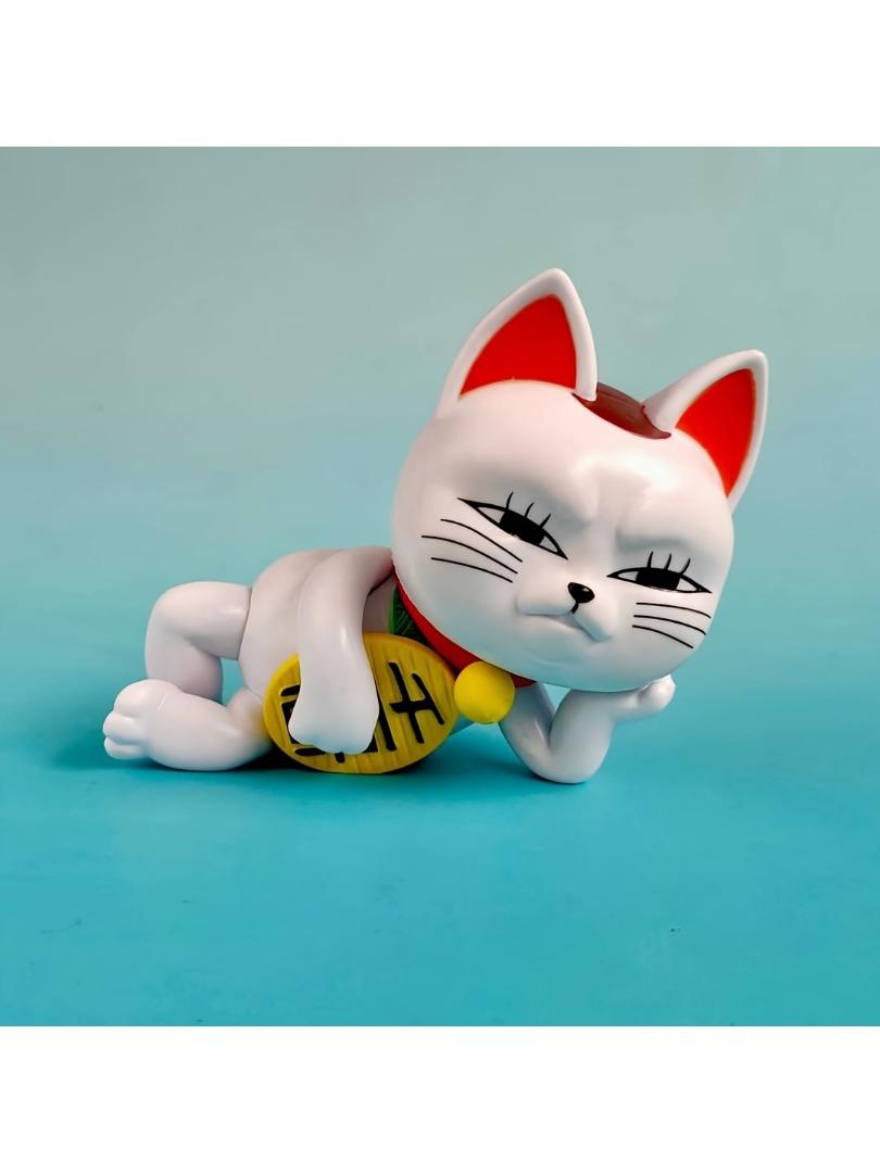 

Lucky Pose Maneki Neko Anime Figure Set Cute Side Lying Lucky Cat Car Decor Bedroom Ornament Anime Character Anime Room Decor бежевый