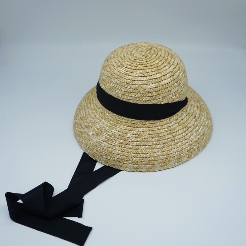 Children's Bucket Hat Dome Wide Brim Summer Hat Sun Hat Ribbon Bowknot Lace Up Beach Hat Girl Cap Sun Protection Caps Straw Hat