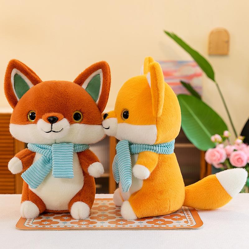 Scarf Fox Plush Toy Children's Room Accompanying Doll Grab Machine Doll Cute Pet Car Ornament