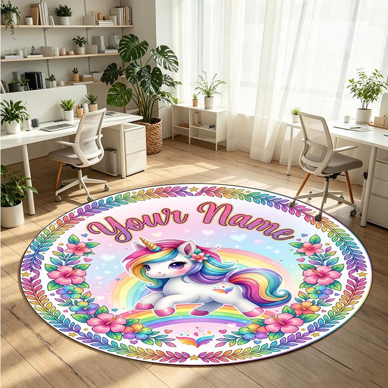 Wild Animals (392) Theme Round Crystal Velvet Rug Custom Name Text Personalized Floor Mat Home Decor Non Slip Crystal Carpet