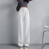 Fashion New Solid Straight Casual Wide Leg Pants Women Elegant Slim Fit High Waist Suit Pants Women Pockets Simple Office Ladies Trousers 25896