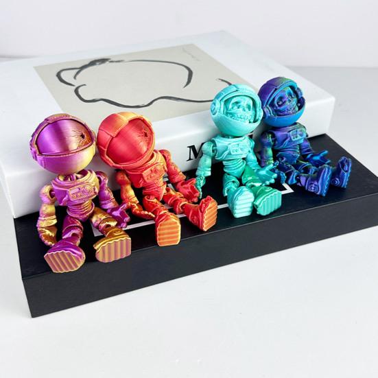 3D Printed Astronaut Skeleton Ornament Halloween Space Zombie Figurine Fidget Toy with Movable Joints Articulated Skeleton Model Decoration