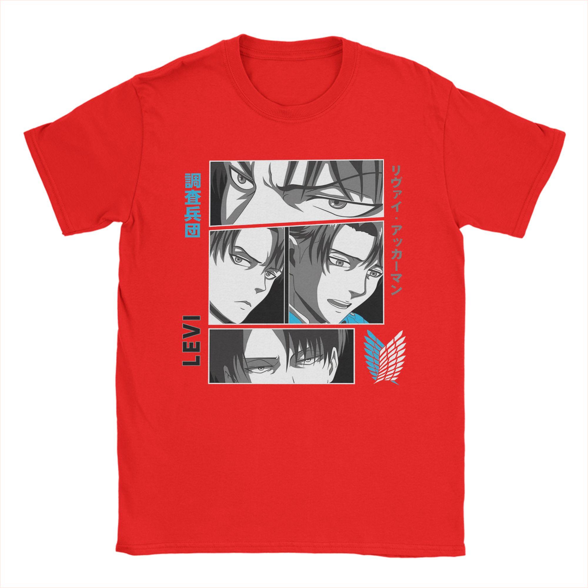 Funny Attack on Titan Anime LLevi TShirt Men Crewneck Cotton T Shirts  Short Sleeve Tee Shirt Summer Clothes M