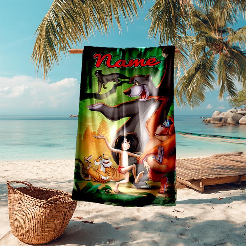 Personalized customized proof beach towel with The Jungle Book pattern - soft, absorbent,quick-drying,perfect swimming,camping&bathing