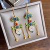 New Gutta Enamel Porcelain Original Tassel Earrings Chinese Retro Court Style Light Luxury Noble Elegant Charm Women'S Jewelry