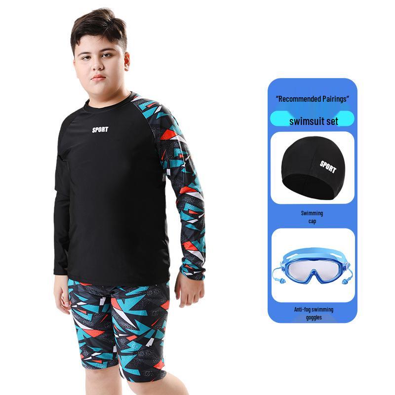 Kids' Long Sleeve Sun-Protective Swimsuit: Quick-Dry, Chlorine-Resistant UPF50+ Two-Piece Set