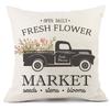 Pillow Case Spring Throw Pillow Case Flower Truck Farm Print Home Decor Cushion Cover Back Cushion