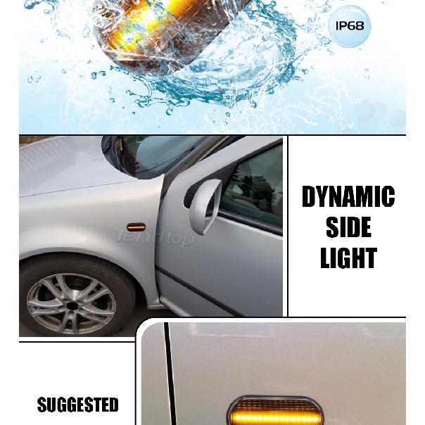 Dynamic Side Marker Light Turn Signal Flashing Blinker Lamp For SEAT Leon Ibiza 6L Ford Focus MK2 VW Golf 3 4 Lupo Passat PoloTurn Signal 2