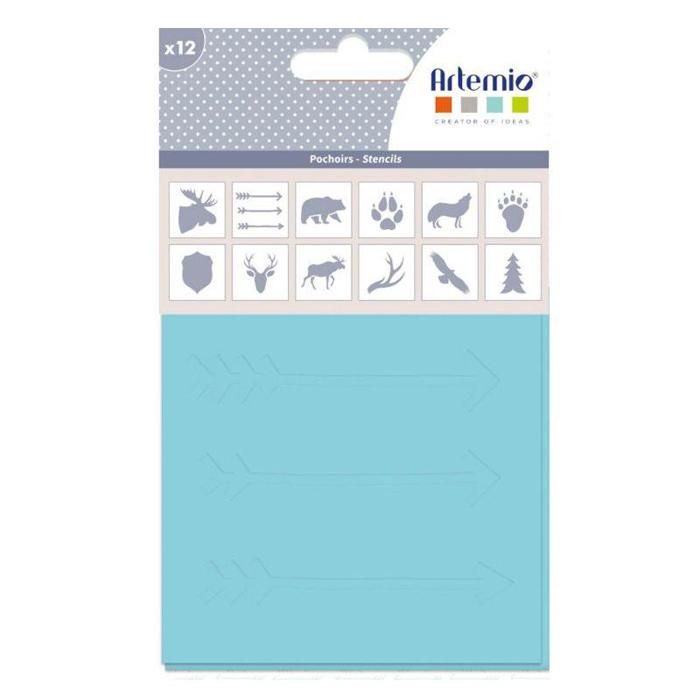 Pochoir animaux - Artemio - 15093006 - Set de 9 - 9x9 cm - Idéal pour toile et tissus
