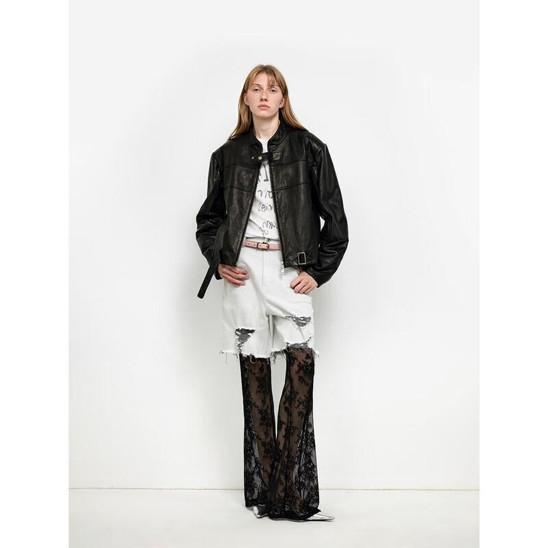 Vintage Two-Tone Waxed Leather Motorcycle Jacket