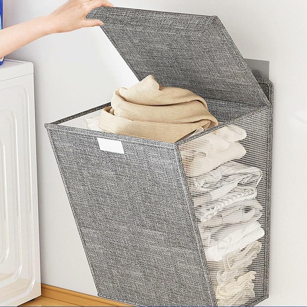 Collapsible Laundry Hamper for Bathroom Clothes Basket Wall Mounted Laundry Baskets (Size: L)