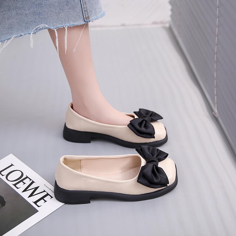 Women Bow Mary Janes Shoes Casual High Heels Shoes 2025 New Square Toe Lolita Sandals Fashion Walking Loafers