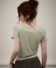 KITTY POTTERY Sheer Off-Shoulder Short-Sleeve T-Shirt [Ice Lime]