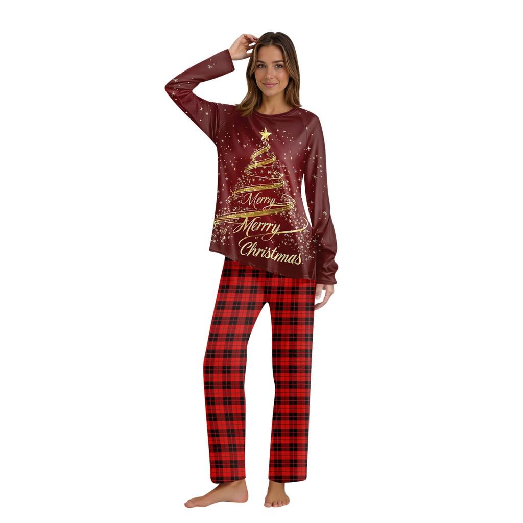 Christmas Prints Family Matching Long Sleeve Tops+Pants Set Family Matching Sets