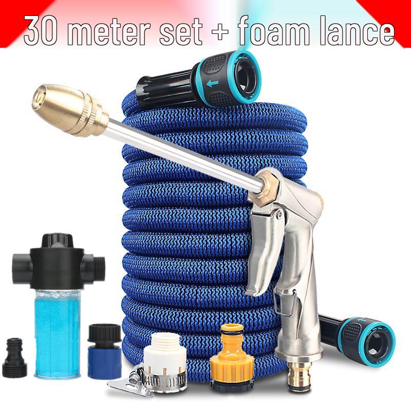 High-Pressure Car Wash Water Gun with Retractable Soft Hose & Nozzle for Tap Water & Flower Watering