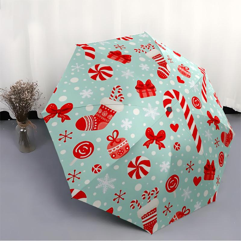 1pc Christmas, Holiday Automatic Umbrella 8-Bone Design Compact Gear for Outdoor Travel, Perfect Holiday Gift Yy250827066