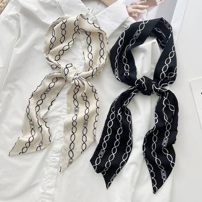 Chain Long Silk Scarf Spring And Summer Foreign Style Ribbon Small Scarf Headgear Headband Scarf