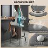 Bar Stools in a Set of 2, Upholstered Bar Chairs with Curved Backrest, for Kitchen Island, Breakfast Area, Grey