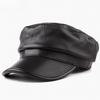 Women’s Genuine Sheepskin Leather Newsboy Cap, Autumn Winter Casual Octagonal Painter Beret Hat