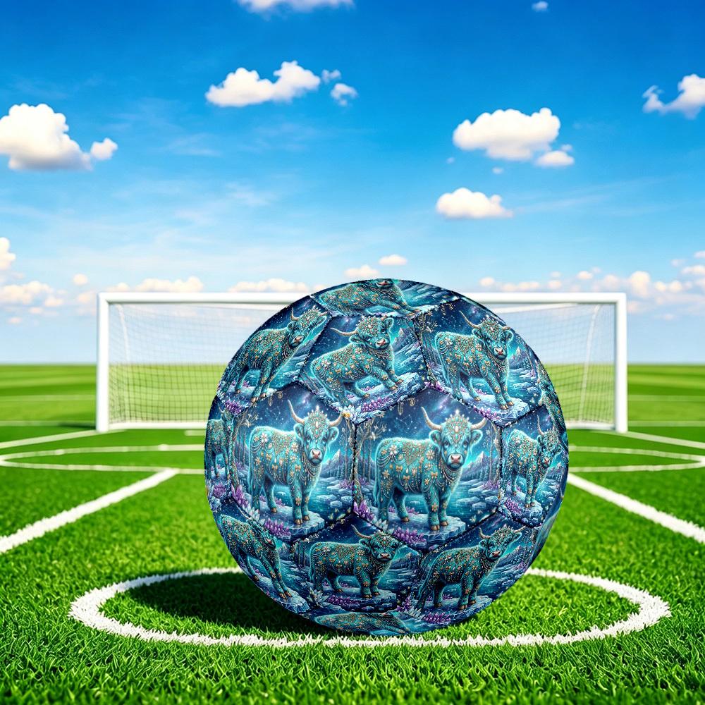 1pc Fantasy Bull Winter Theme Soccer Ball Football, Size 5, Lightweight PVC, Outdoor Training Soccer Ball,Sports Gift T61475