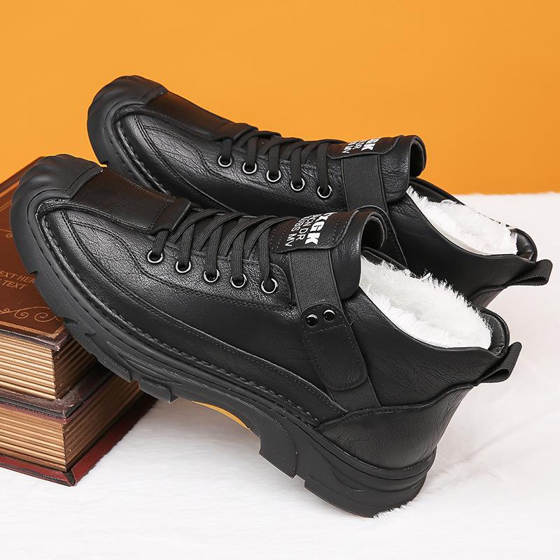 Fashion 2024 New Boots Elegant Men’s Warm Cotton Boots Luxury Brand Handmade High Quality Winter Plush Warm Shoes Casual Ankle Business