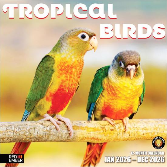 RED EMBER Tropical Birds 2026 Wall Calendar 12 Month | 12 x 24 Open | Thick & Sturdy Paper | Holiday Gift | Bird Calendar 2026 New 2026