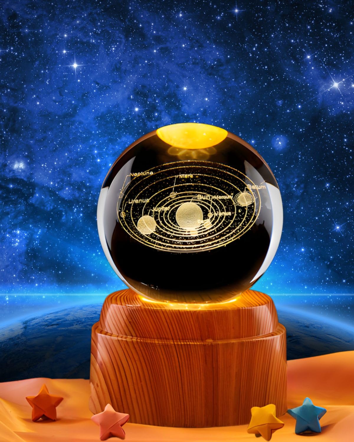 

Фигурка хрустального шара Marumistone, Вращающийся декоративный ночник, Декор для космоса (Солнечная система)