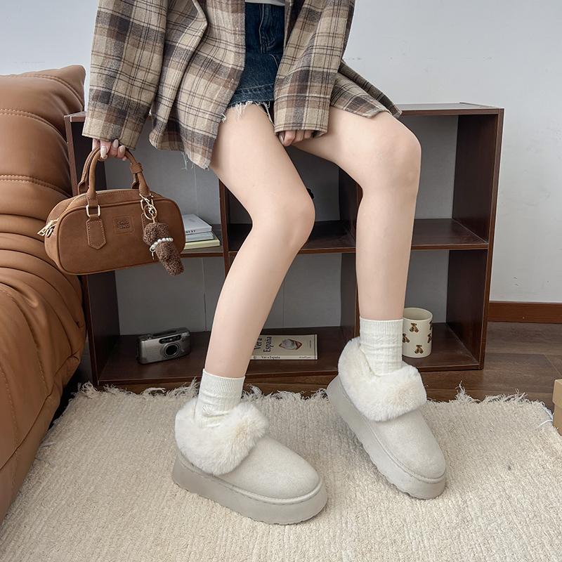 Fashion 2025 New Women's Autumn and Winter Thick Snow Boots Winter New Round Head Suede Anti-slip Wear-resistant Plush Short Boots