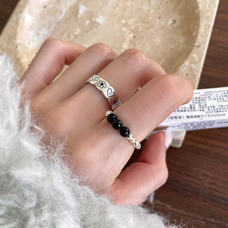 Bead Elegant Black Doodle Ring For Women Combining Retro Style And Modern Fashion Trends 2023 For