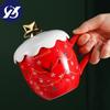 Christmas Mug with Lid Spoon Girl Cute Coffee Cup Ceramic Water Cup Office Couple