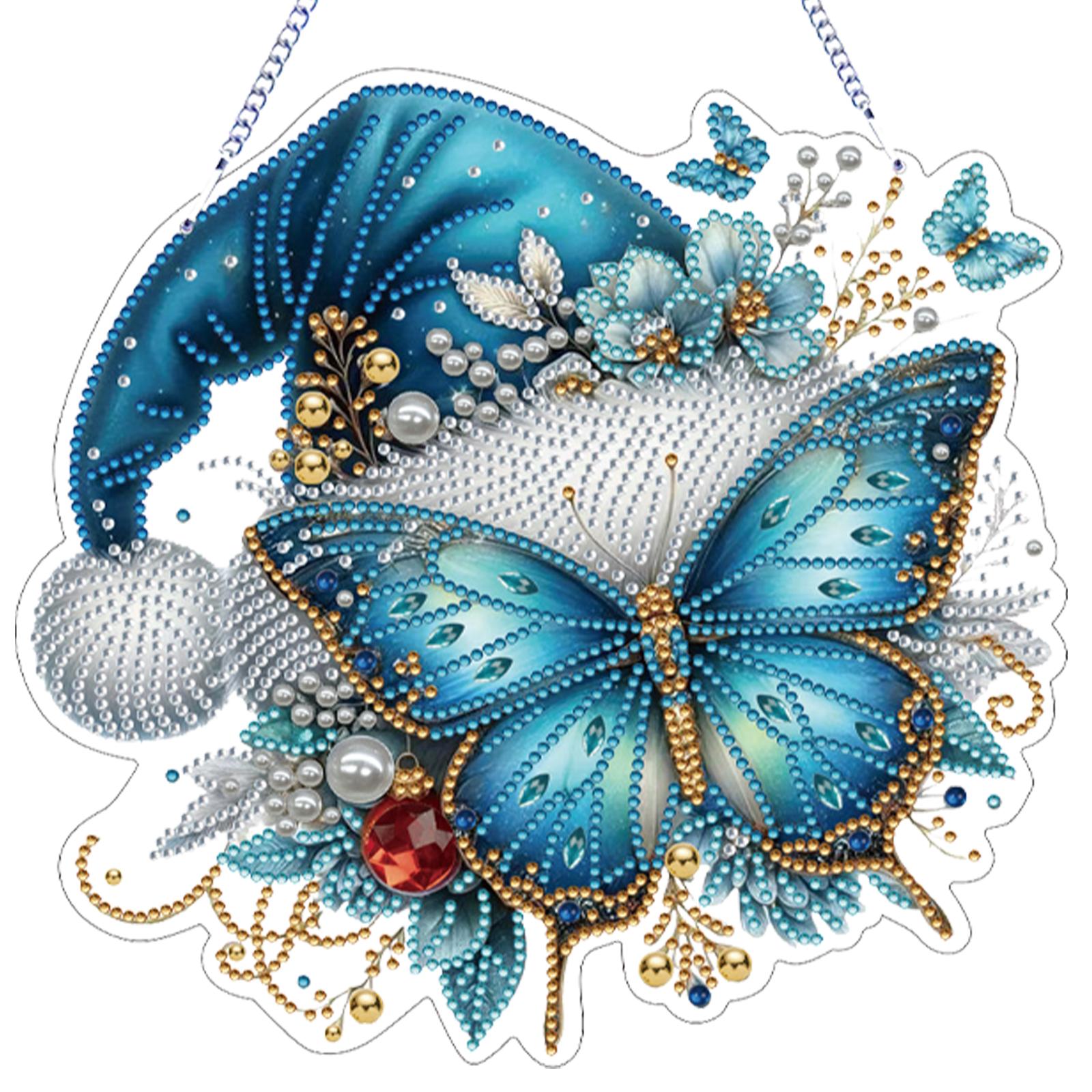 

Butterfly DIY 2D Flat Acrylic Diamond Art Window Hanging Ornament 24x22cm Double-Sided Large Diamond for Adults Home Decor