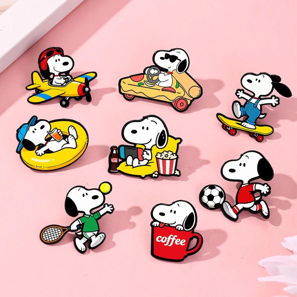 HOT 8pcs Cartoon White Puppy Dogs Enameled Brooches Cute Animal Lapel Pins Fashion Jewelry Accessories Set Present for Friends