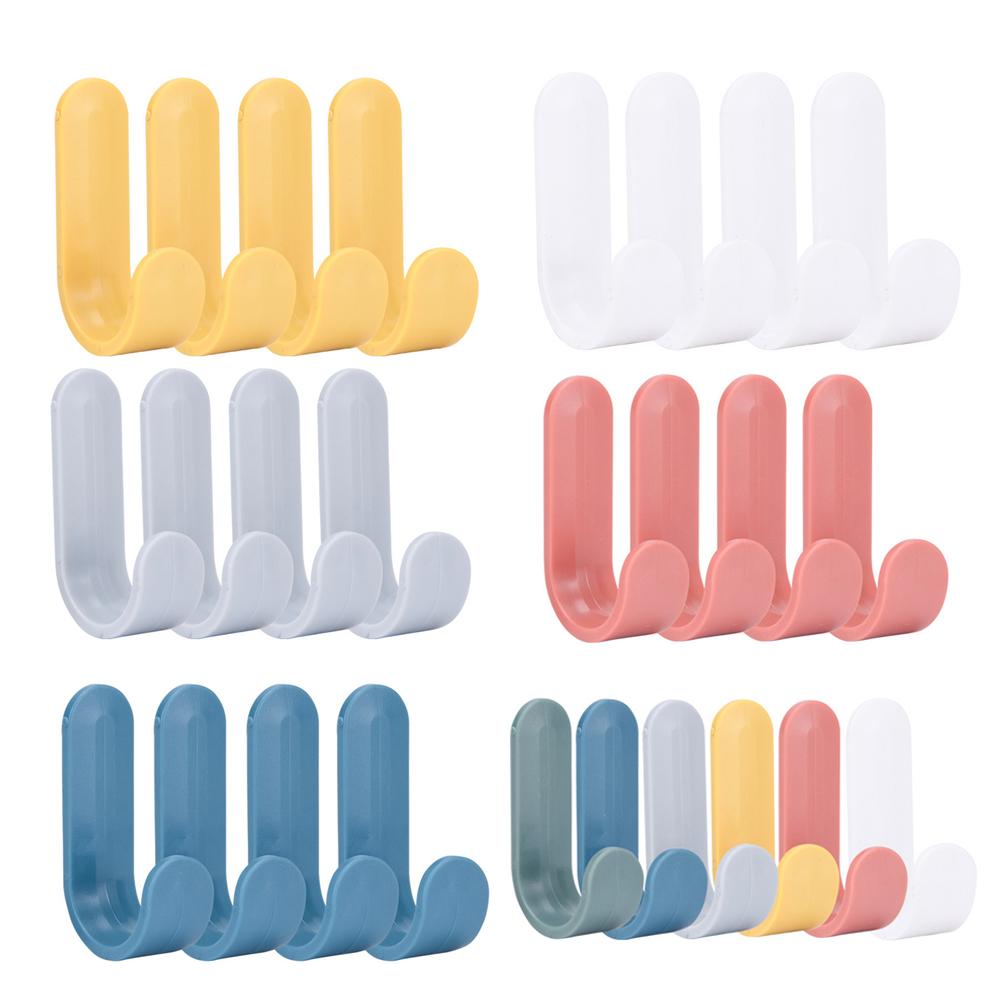 

4pcs/set Self Adhesive Wall Hangers Towel Hooks Plastic Door Hangers Hat Racks Keys Hanger Wall Organizer Home Decor Key Holder