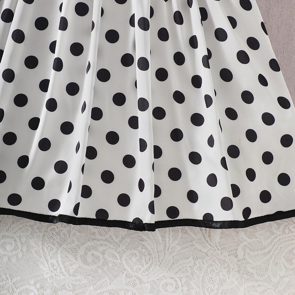 Abito alla moda da bambina con stampa pois - Abito estivo da principessa per bambini con fiocco