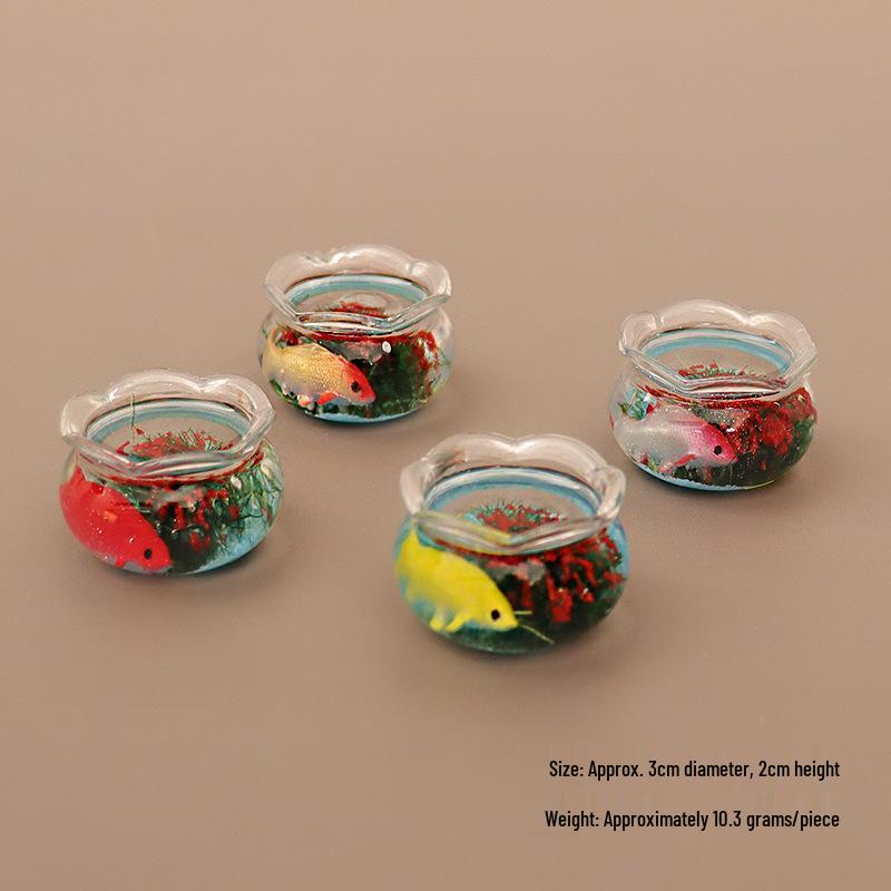 Dollhouse Miniature Koi Fish Glass Tank Ornament DIY Accessory