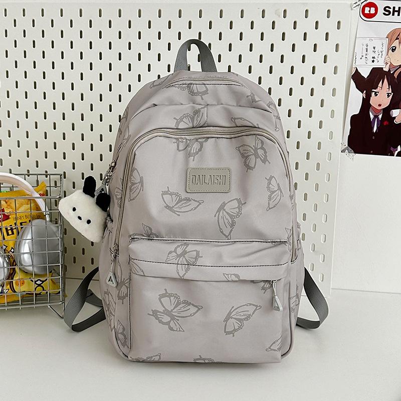 Japanese Ins Style Butterfly Backpack for Women Junior High School Girls School Bag Large Capacity Travel Light Backpack