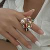 Colorful Stone Multi Pendant Tassel Bead Rings for Women Exaggerated Large Grunge Adjustable Finger Ring Geometric Jewelry Accessories Gift