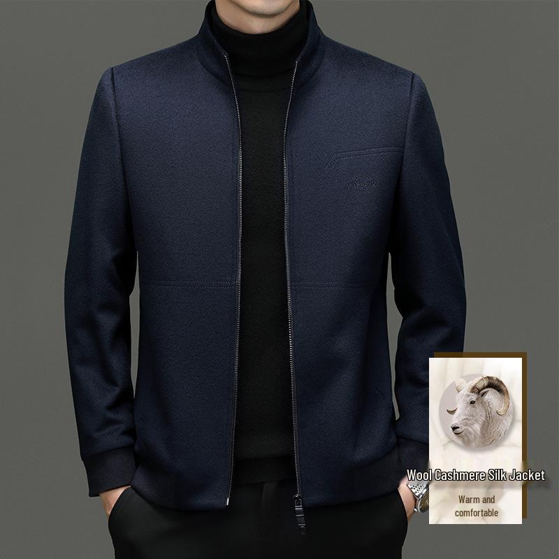 

Men s Premium Zip Stand Collar Jacket: 80% Wool, 10% Cashmere, 10% Mulberry Silk XXL 185