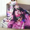 Nezuko Blankets Fleece Spring/Autumn Anime Demon Slayer  Multifunction Ultra-Soft Throw Blanket for Sofa Bedroom Bedspread