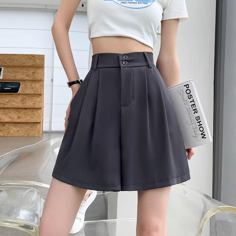Women's Retro High-Waist A-Line Autumn Shorts 2024 – Casual, Loose, Wide-Leg Mid-Length.