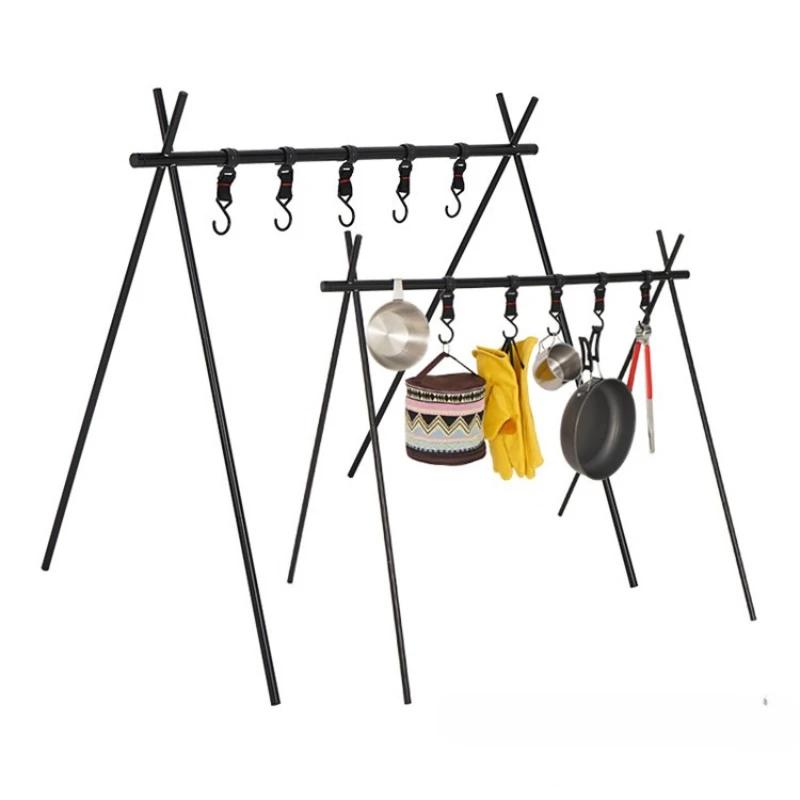 Outdoor Aluminum Alloy Portable Camping Rack Folding Ultralight Camping Tripod Travel Sundries Hanger