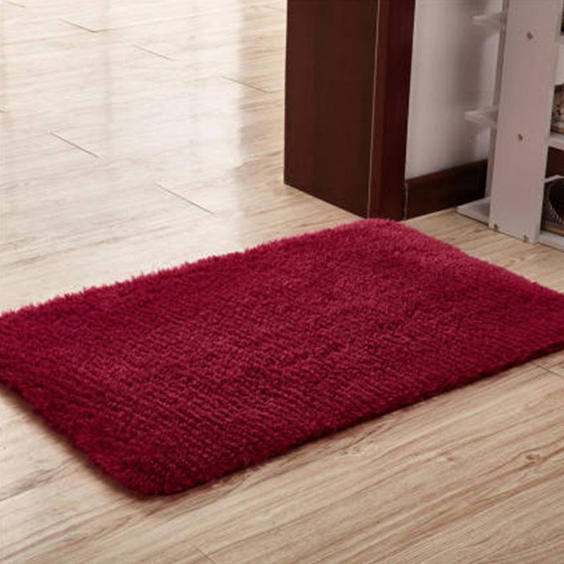 Tapis uni style européen en laine d'agneau pour salon, salle de bain et chambre à coucher
