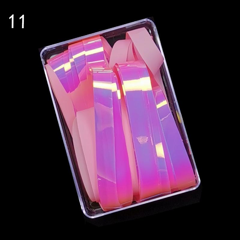 20Pcs Candy Color Aurora Cellophane Strip Colorful Nail Stickers Nail Art Decoration with Box