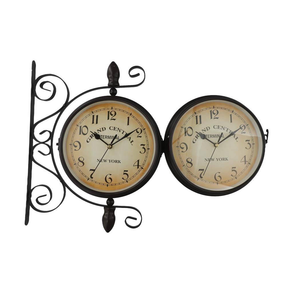 8 Double-Sided Clock Station Round Style Train Antique Wall Clock Wall mount Wrought Decorative Double Sided Grand