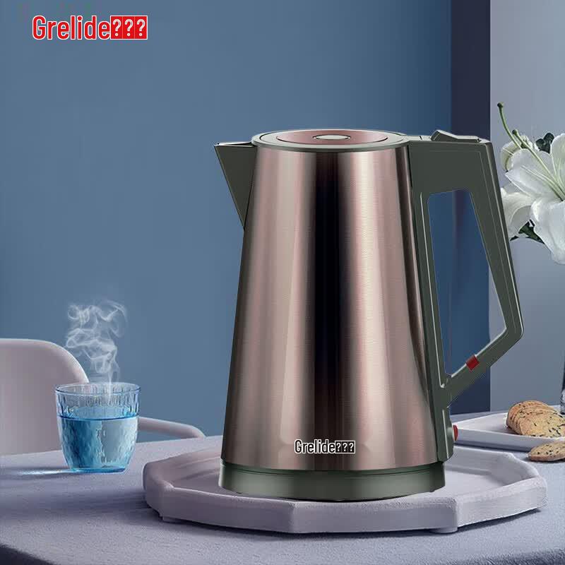 Grelide 1.7L 316 Stainless Steel Electric Kettle CN plug (adapter included)