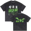 Washed Vintage Rare Punk Band Green Day World Tour T Shirts Men Women Gothic Rock Oversized Tshirt Male Cotton T-shirts